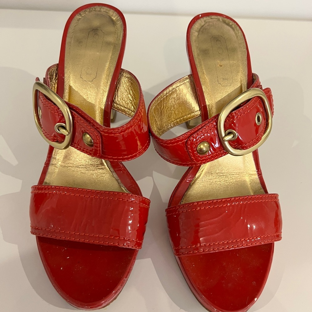 Red Patent Leather Coach Giada Women's Sandals